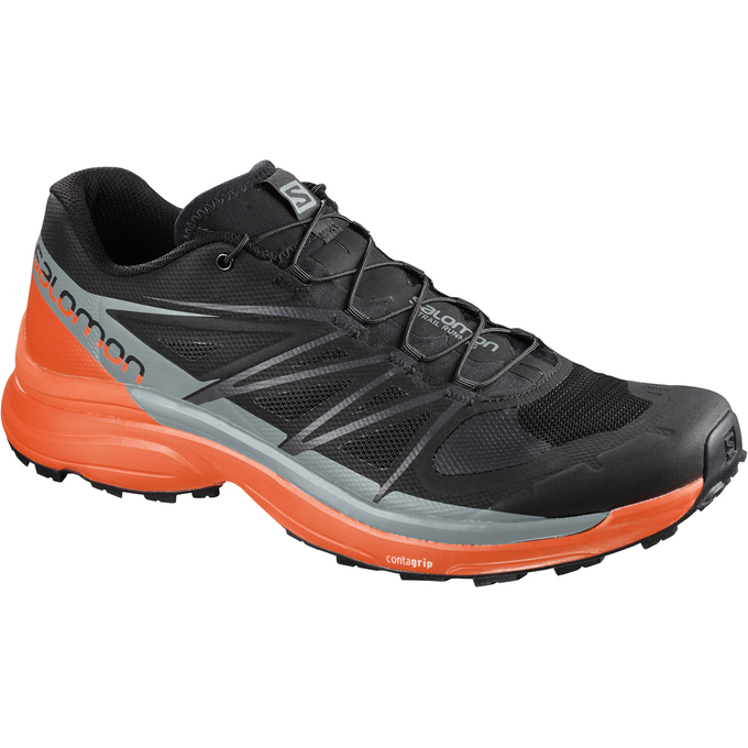 Chaussures De Trail Running Salomon Homme Noir / Grise / Orange - Salomon WINGS PRO 3 - France (8276